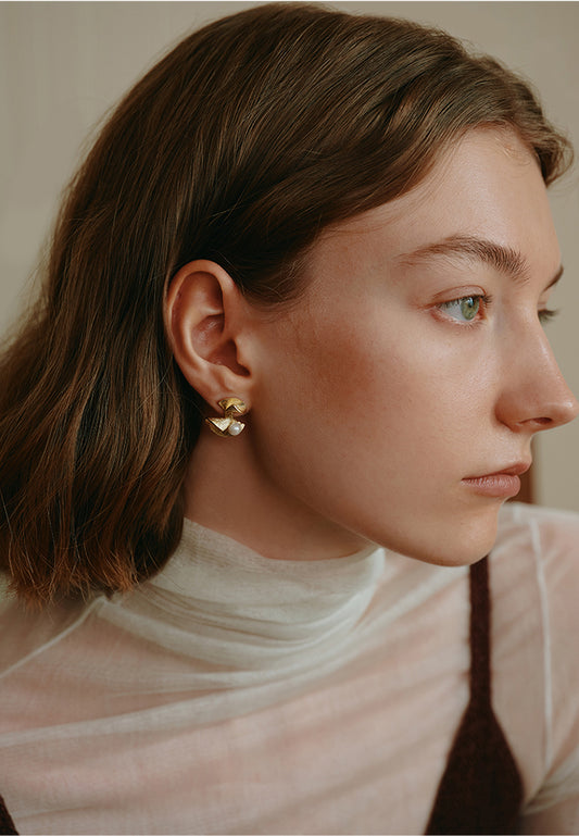 Ginkgo Leaf Pearl Earrings