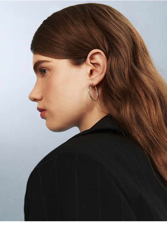 Ice Crystal Hoop Earrings - Large Circle Earrings