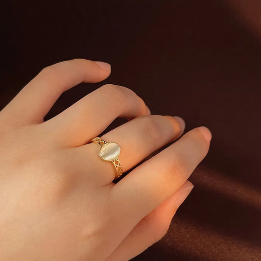 White Moonstone Cat's Eye Ring