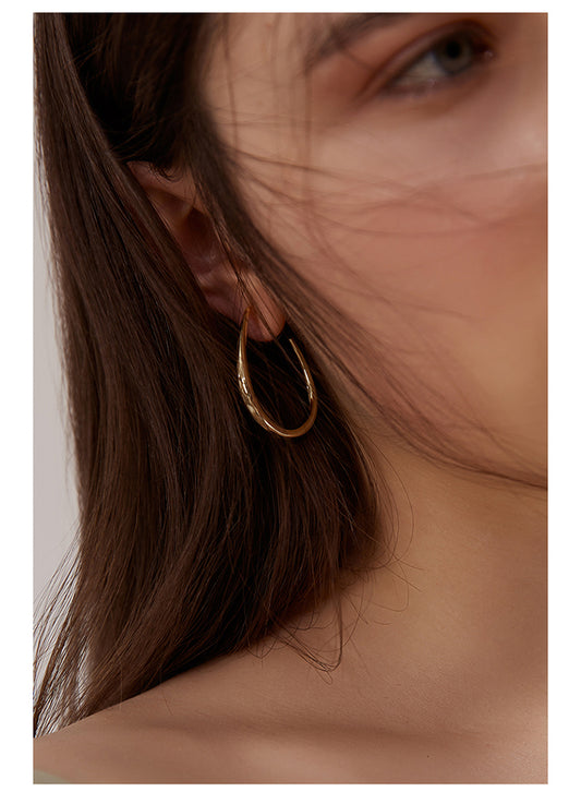Retro C-Shape Hoop Earrings
