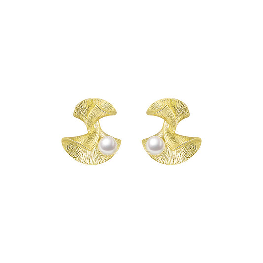 Ginkgo Leaf Pearl Earrings