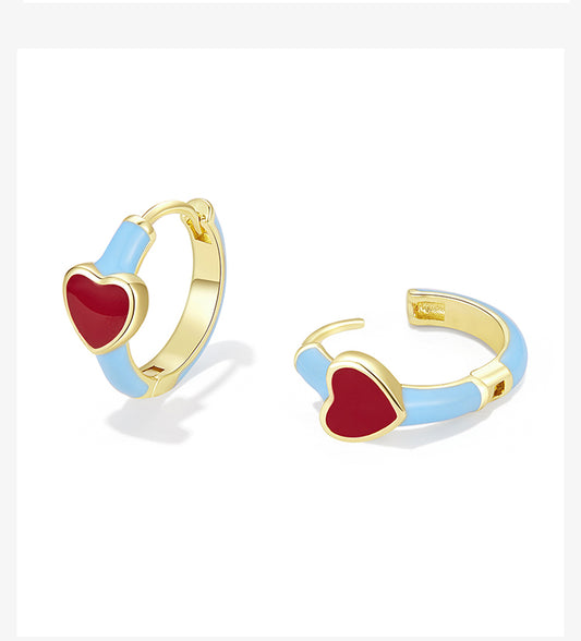 Enamel Heart Earrings