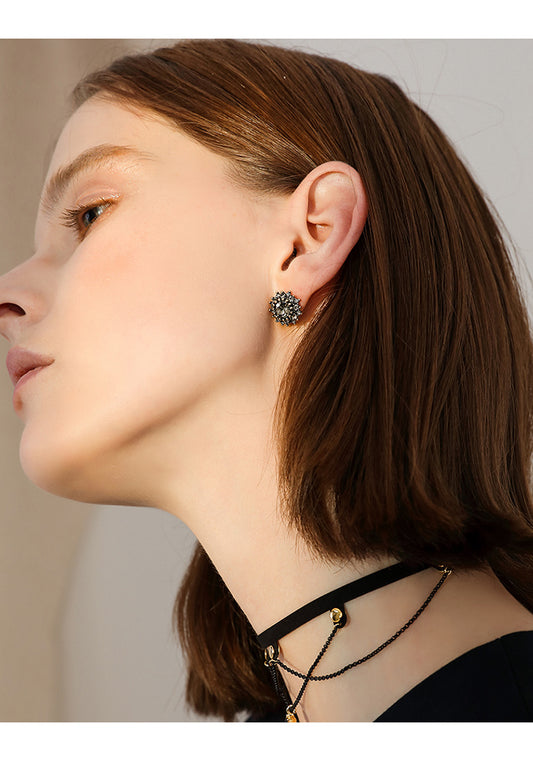 Baroque Black Stud Earrings