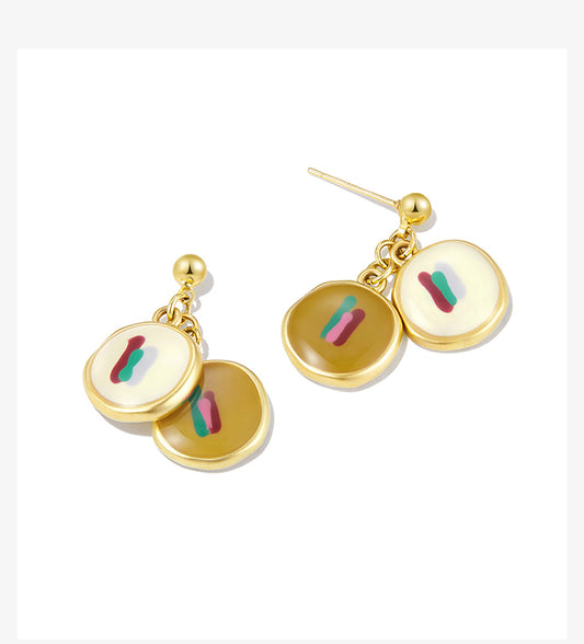 Enamel Drop Earrings - Retro Glamour with 925 Silver Posts