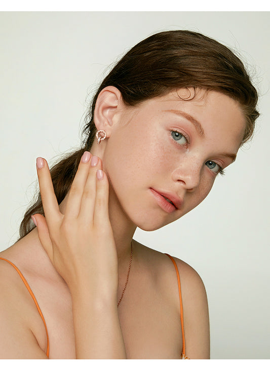 Roman Numeral Hoop Earrings - Rose Gold