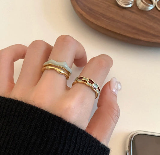 Morandi Color Adjustable Enamel Ring