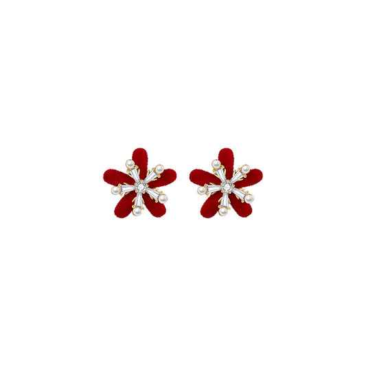 Retro Velvet Snowflake Earrings