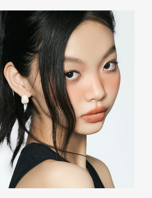 Enamel Stud Earrings Pearl-like Design Earrings