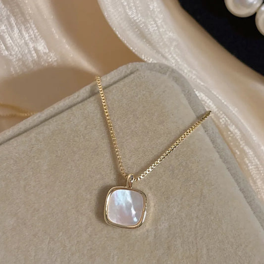 Square Shell Pendant Necklace