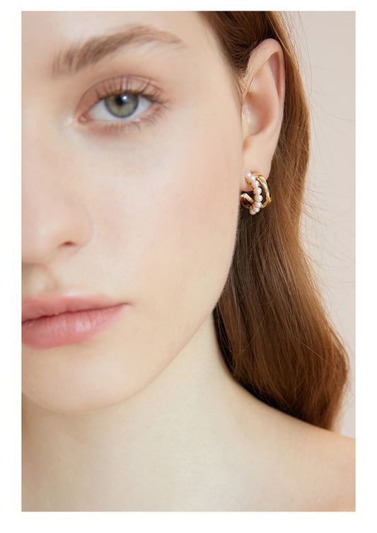Elegant Geometric Pearl Earrings