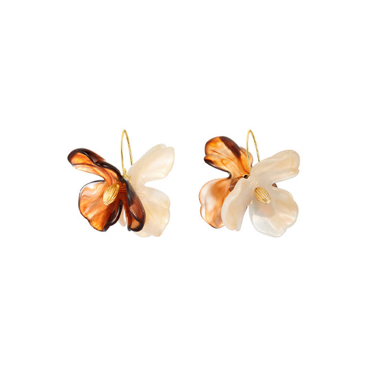 Dual-Tone Petal Earrings - Chic and Retro