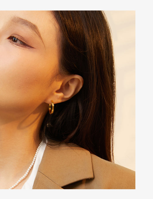 Gold-Toned Huggie Hoops - Hoop Earrings