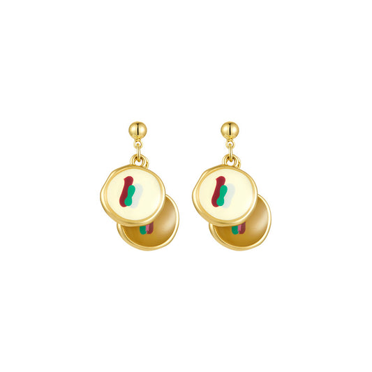 Enamel Drop Earrings - Retro Glamour with 925 Silver Posts