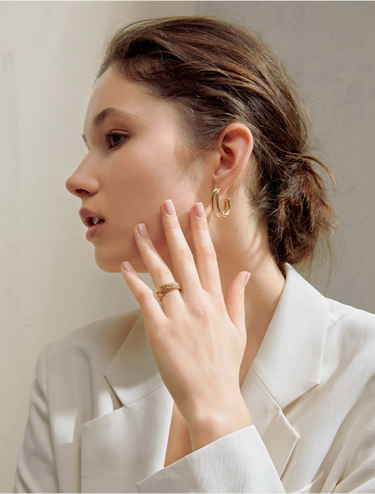 Double Arc Hoop Earrings