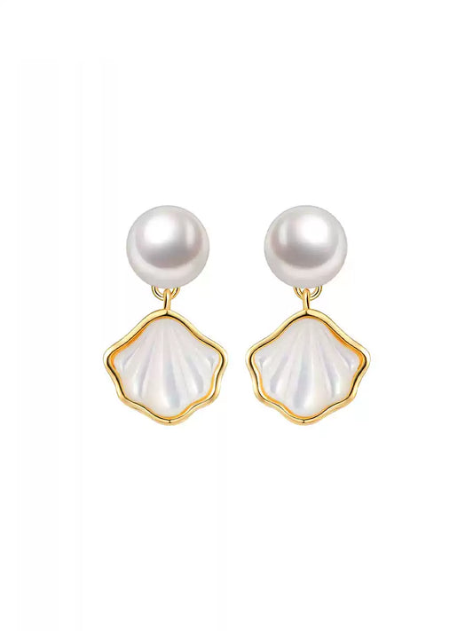 Shell Pearl Drop Earrings - Delicate and Luxe
