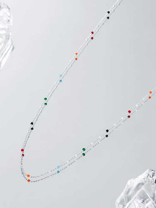 Colorful Dopamine Rainbow Beaded Necklace