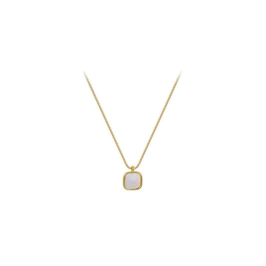 Square Shell Pendant Necklace -
