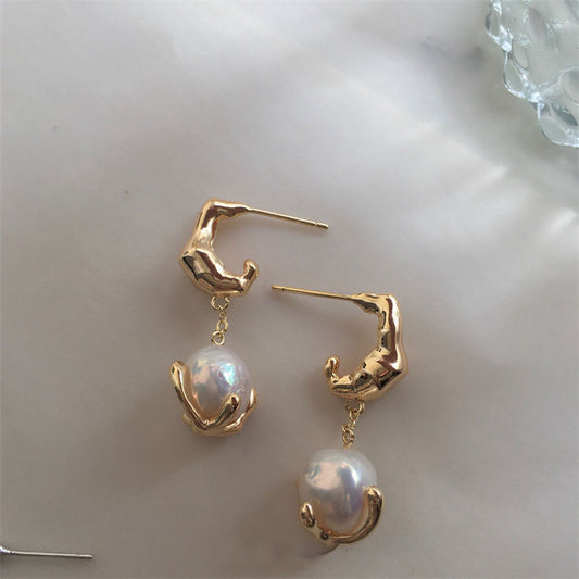 Glacier Lava Baroque Pearl Earrings