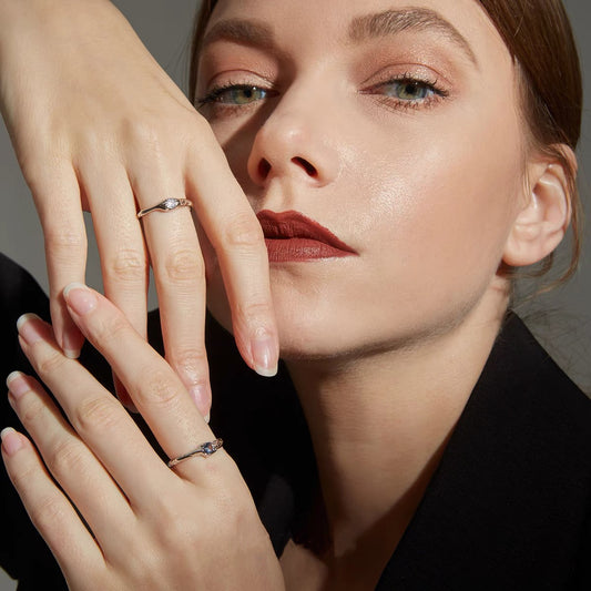 Blue Zircon Minimalist Index Finger Ring