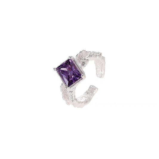 Purple Square Zircon Sliver Ring