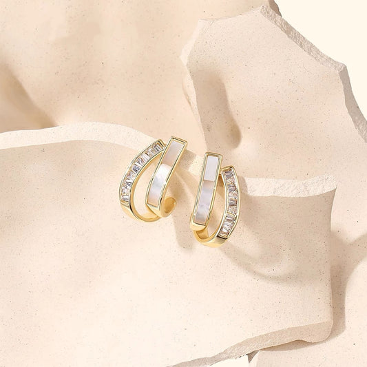 Double-Layer Shell Stud Earrings