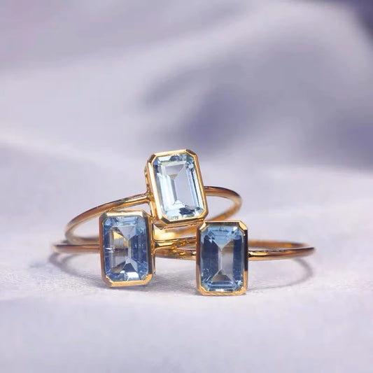 Square Aquamarine Ring
