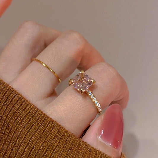 Pink Sugar Zircon Cubic Gemstone Ring