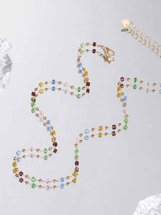 Colorful Dopamine Crystal Beaded Necklace