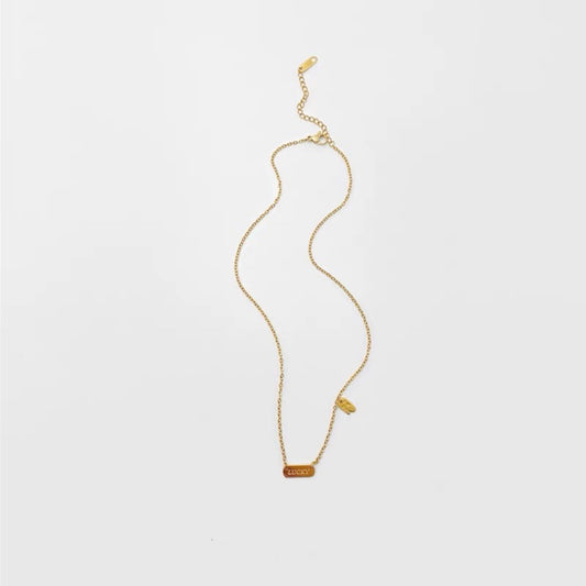 LUCKY Mini Square Pendant Necklace