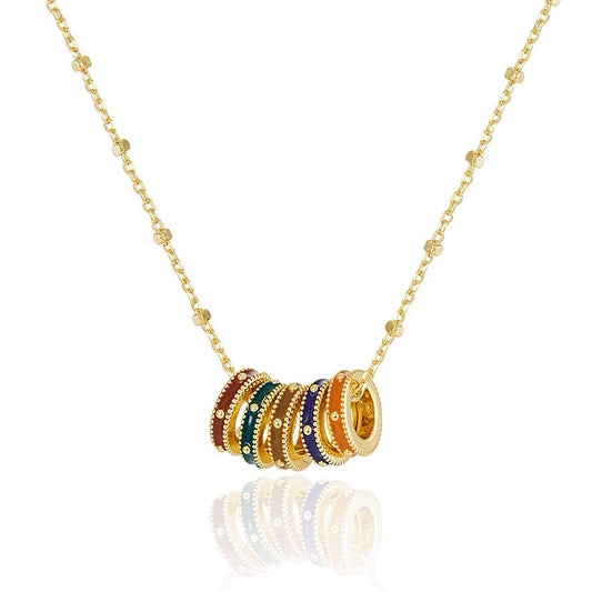 Rainbow Circle Pendant Necklace