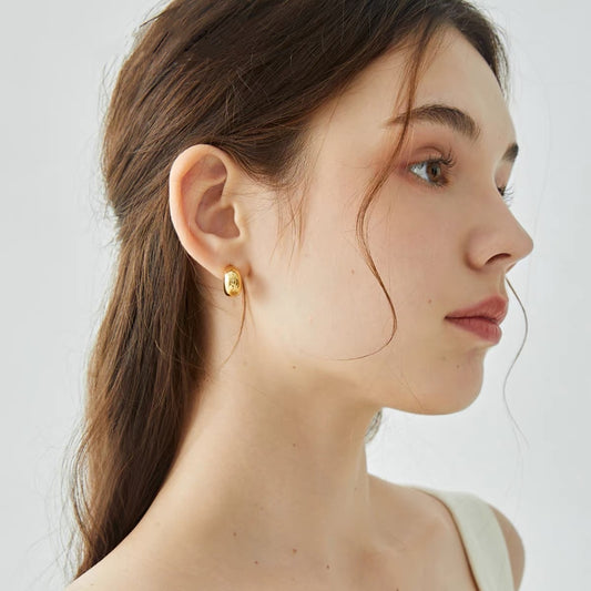 Minimalist Bean Stud Earrings