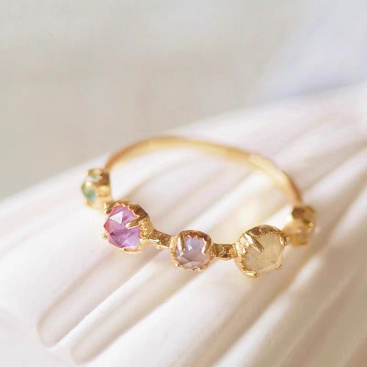 Topaz Moonstone Adjustable Open Ring