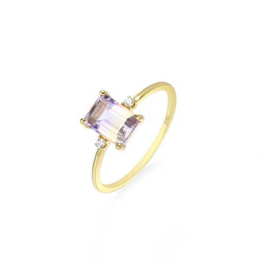 18K Gold-Plated Amethyst and Citrine Ring