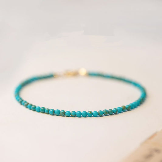Delicate Natural Turquoise Bracelet - 2mm Thin