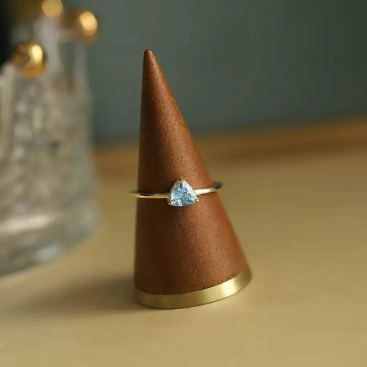 Natural Blue Topaz Triangle-Cut Ring
