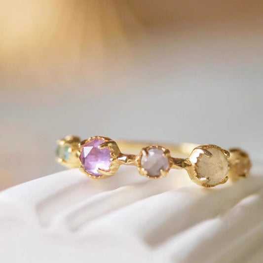 Topaz Moonstone Adjustable Open Ring