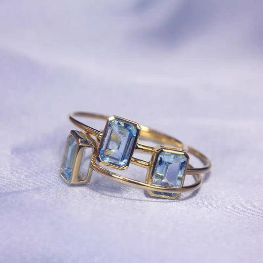 Square Aquamarine Ring