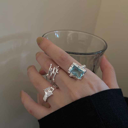 Geometric Square Zircon Open Ring