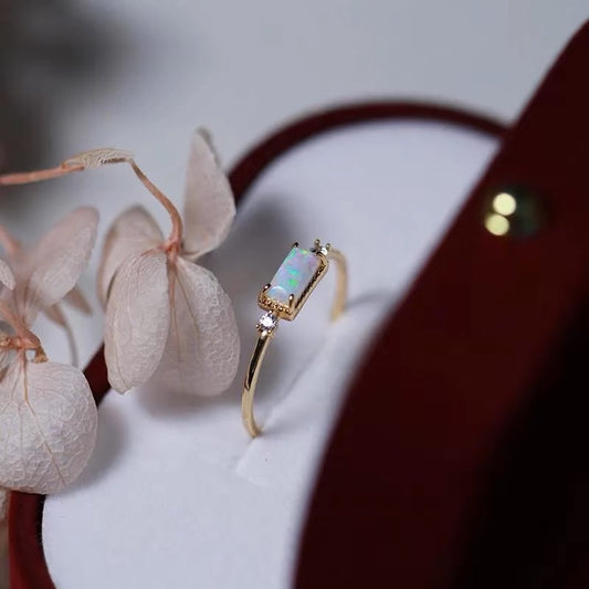 Opal Stone Ring in S925 Gold-Plated