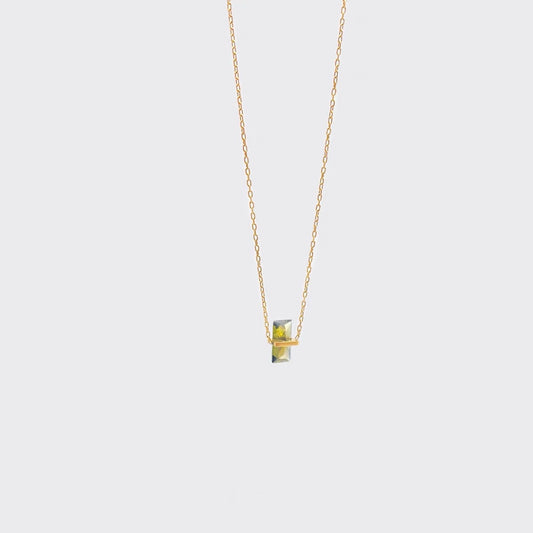 Olive Green Zirconia Balance Pendant Necklace