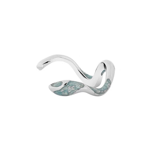 Tarnish-Resistant Sea Ice Blue Snake Ring