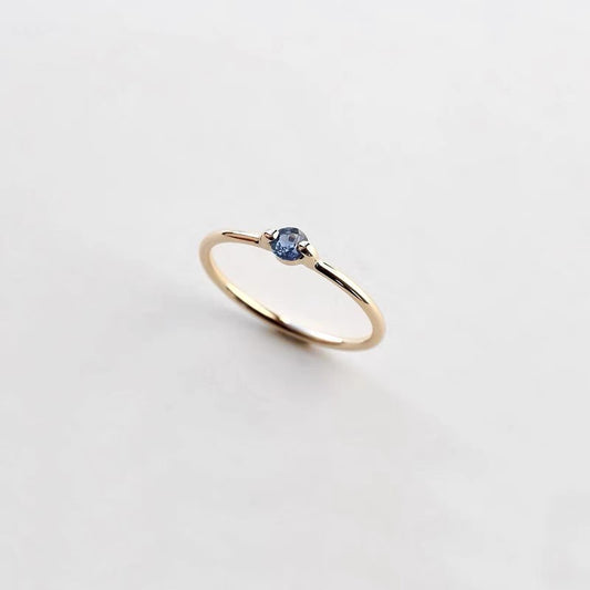 18K Gold-Plated Blue Sapphire Ring