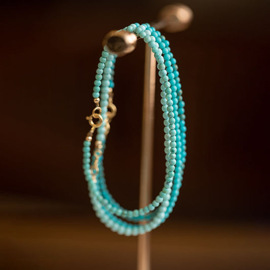 Delicate Natural Turquoise Bracelet - 2mm Thin