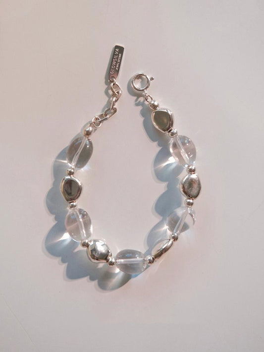 Natural White Crystal Irregular Bead Bracelet