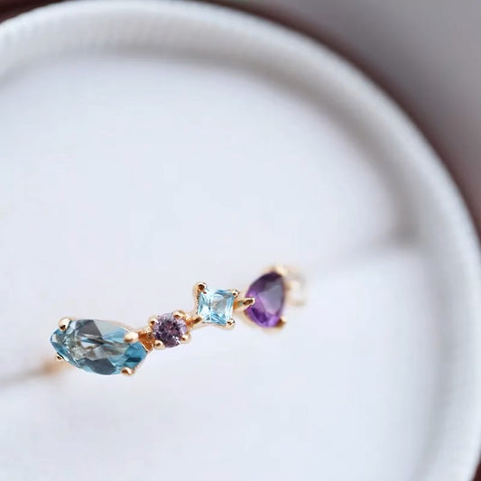 Topaz Amethyst Clear Crystal Ring