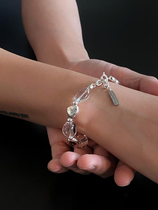 Natural White Crystal Irregular Bead Bracelet