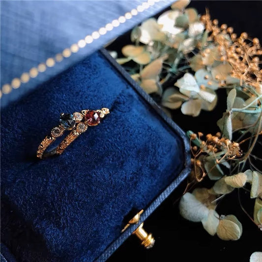 Magnesium Aluminum Garnet and Topaz Vintage Ring