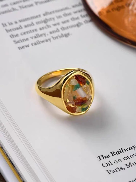 Multi-Colored Natural Stone Ring