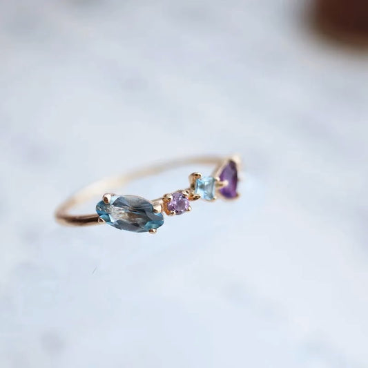 Topaz Amethyst Clear Crystal Ring