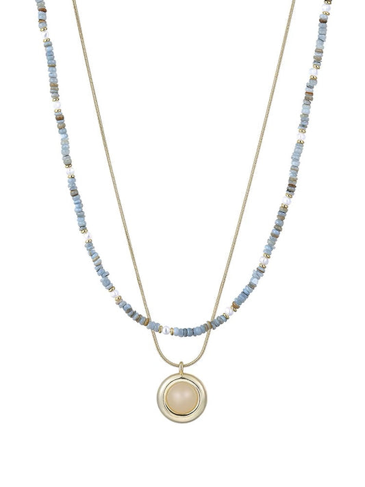 Double-Layer Natural Stone Beaded Necklace